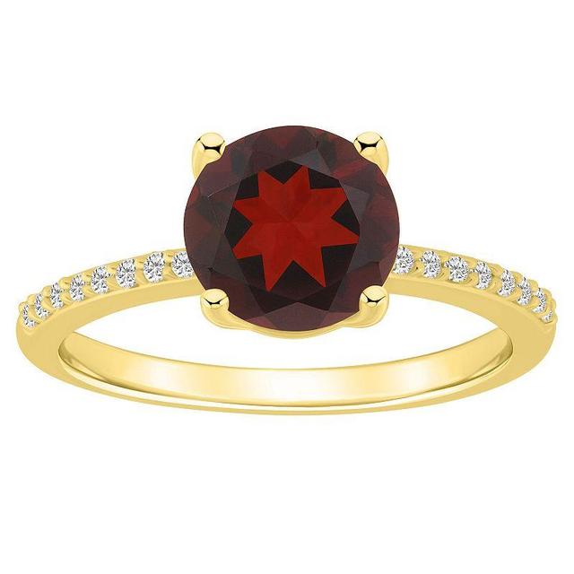 Alyson Layne 14k Gold Round Garnet & 1/10 Carat T.W. Diamond Ring, Womens Product Image