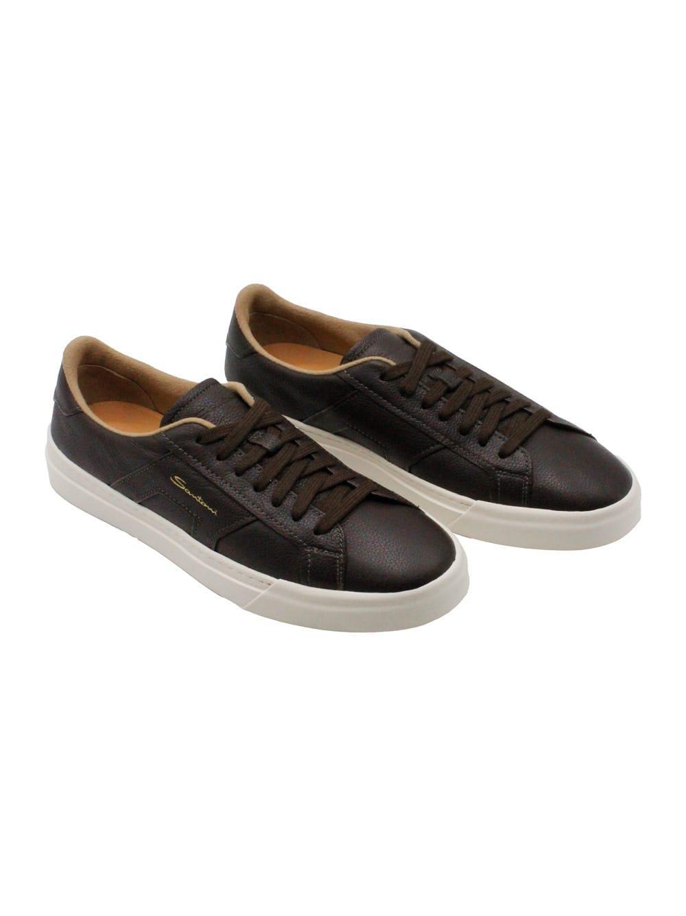 SANTONI Sneakers In Dark Brown Product Image