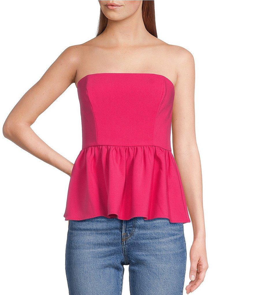 French Connection Whisper Strapless Peplum Top Product Image