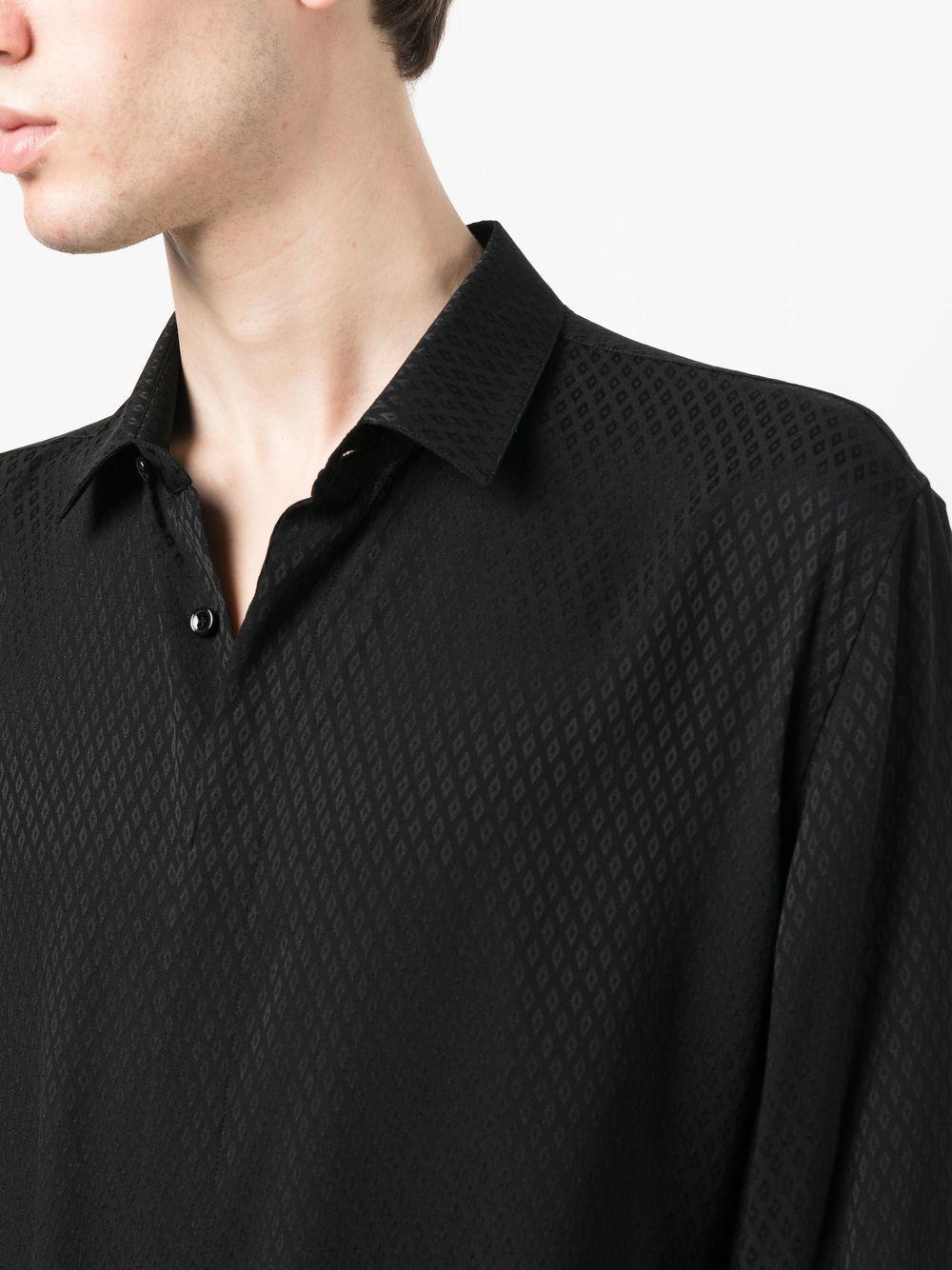 Silk Patterned Jacquard Shirt In Black Product Image