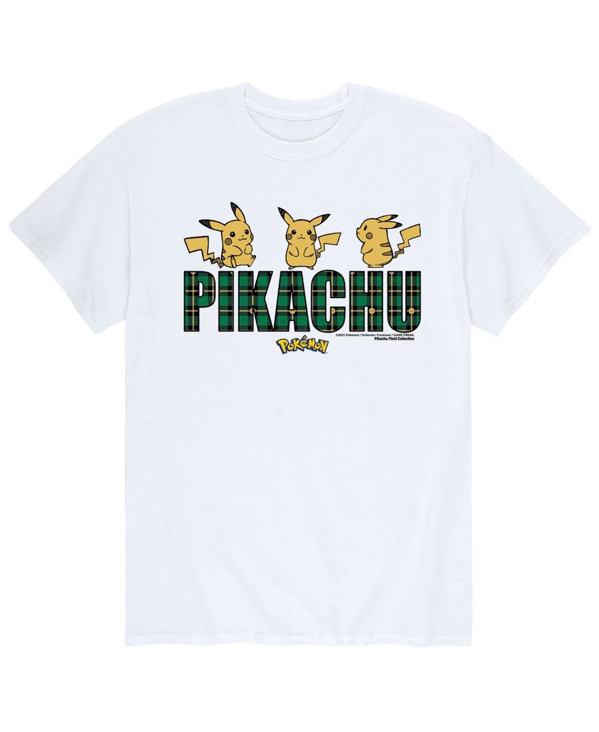 Mens Pokemon Plaid Pikachu Tee White Product Image