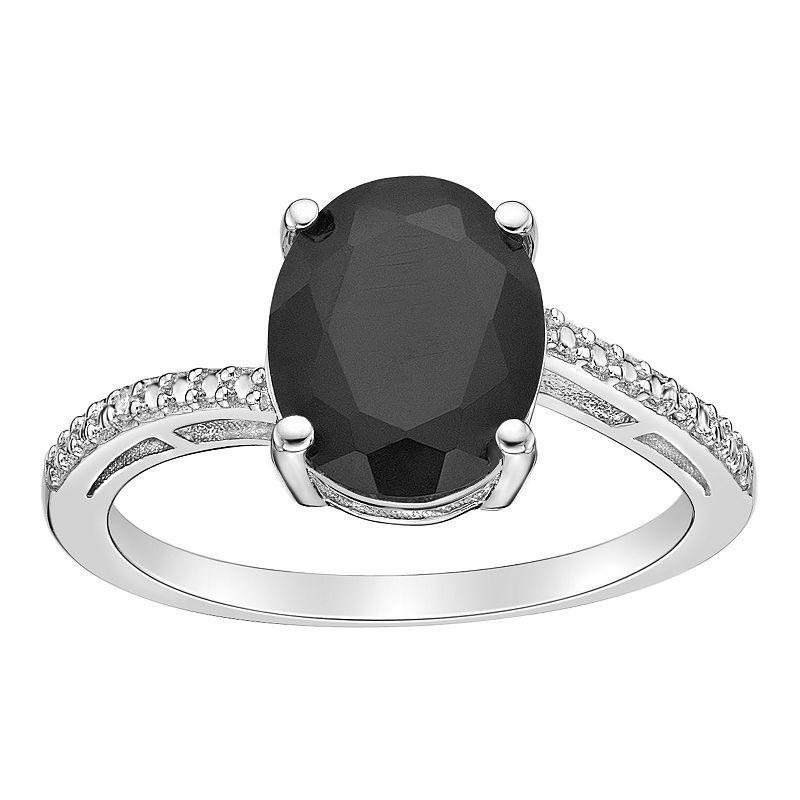 Gemminded Sterling Silver Black Onyx & Diamond Accent Ring, Womens Product Image