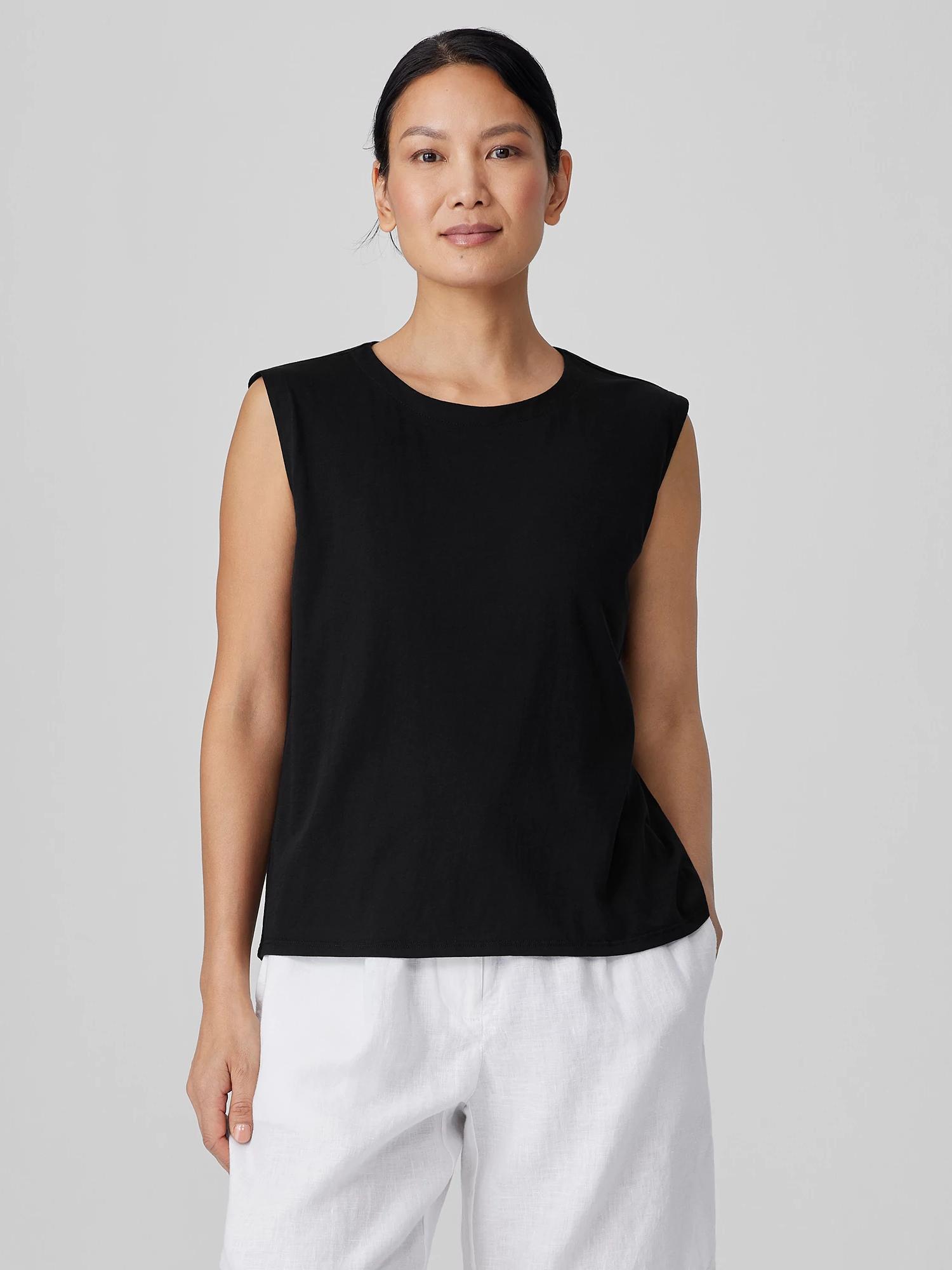 EILEEN FISHER Organic Pima Cotton Jersey Round Neck Tankfemale Product Image