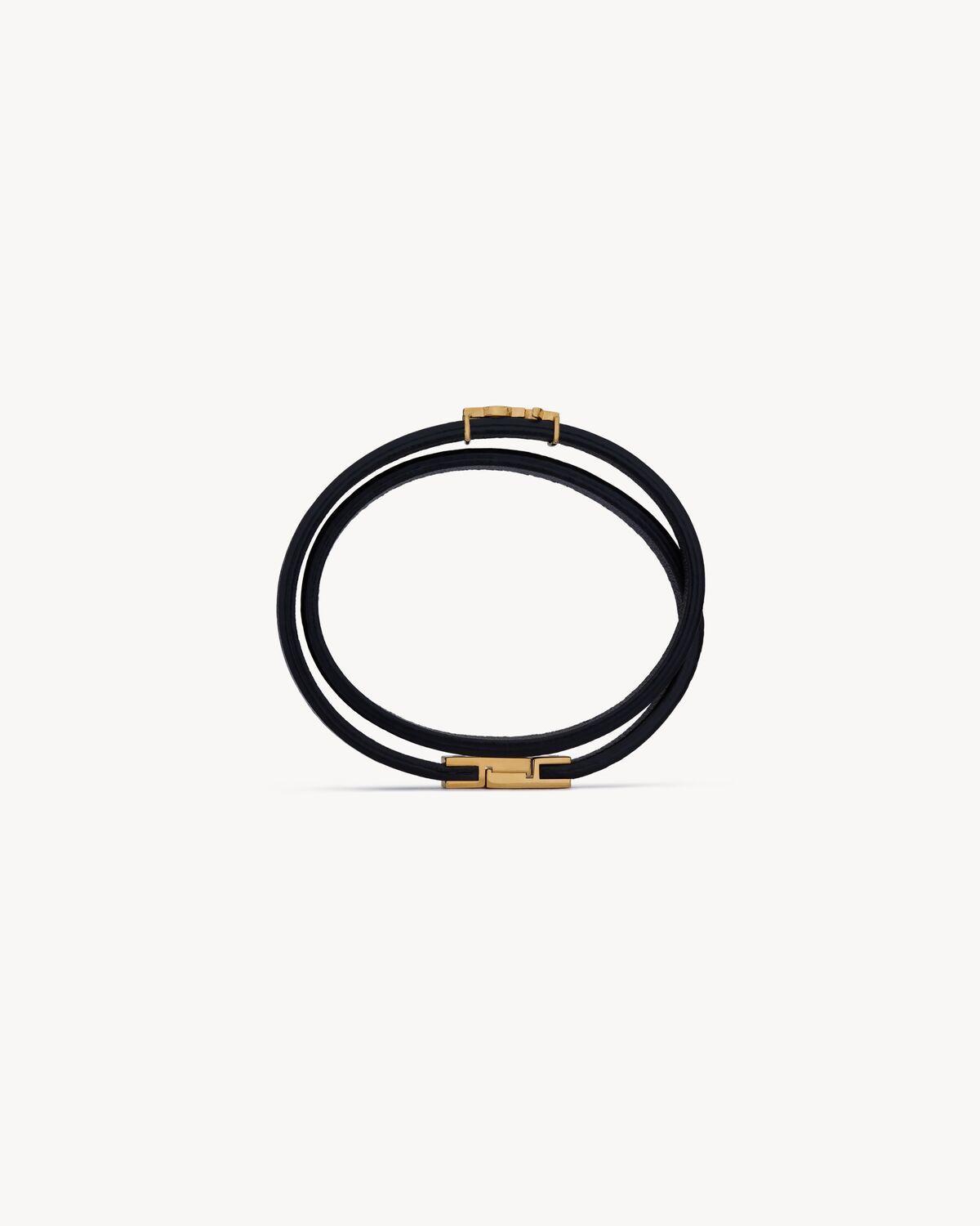 CASSANDRE double wrap bracelet in leather and metal | Saint Laurent | YSL.com Product Image