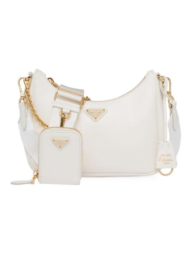 PRADA Re-edition 2005 Saffiano Leather Bag In White Product Image