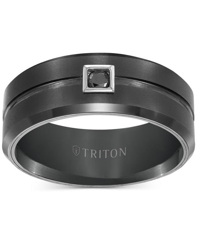 Triton Mens Black Tungsten Ring, Black Diamond Wedding Band (1/10 ct. t.w.) Product Image