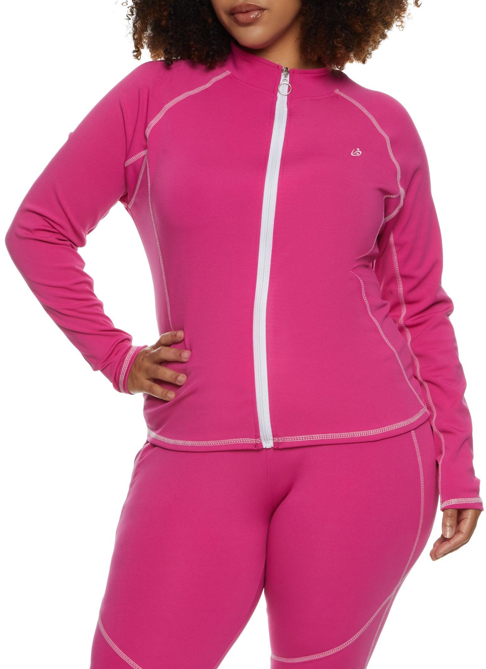 Womens Plus Size Zip Front Contrast Stitch Track Jacket Product Image