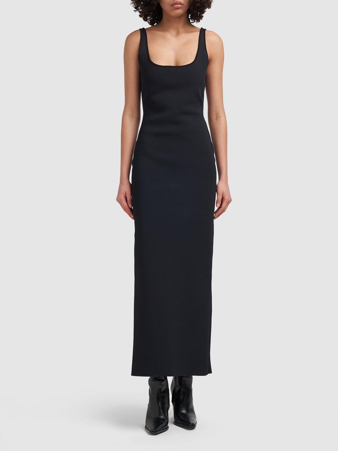 Compact Viscose Long Dress In Black Product Image