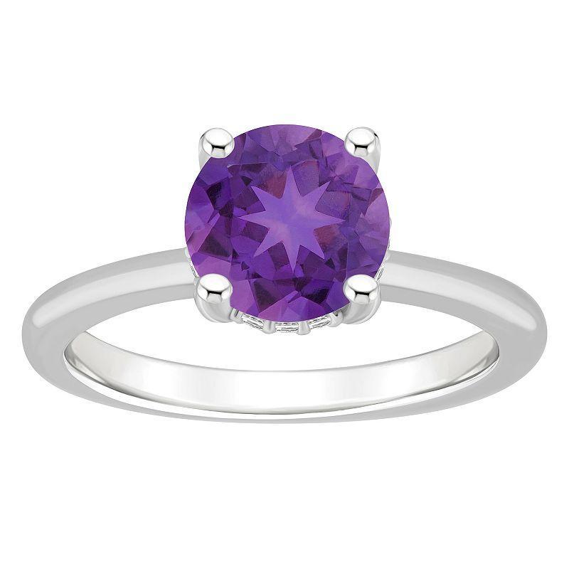 Alyson Layne 14k White Gold Round Amethyst & Diamond Accent Ring, Womens Product Image