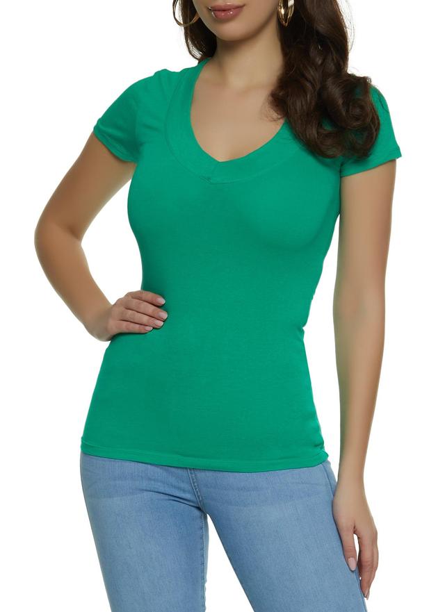 Womens Basic V Neck Short Sleeve Tee Product Image