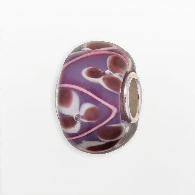 Individuality Beads Sterling Silver Purple and Pink Floral Glass Bead, Womens Product Image