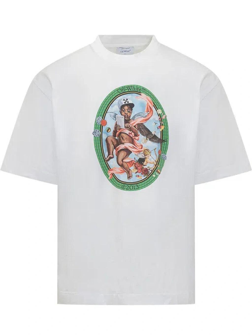 OFF-WHITE Fresco Oval Crewneck T-shirt In White Product Image