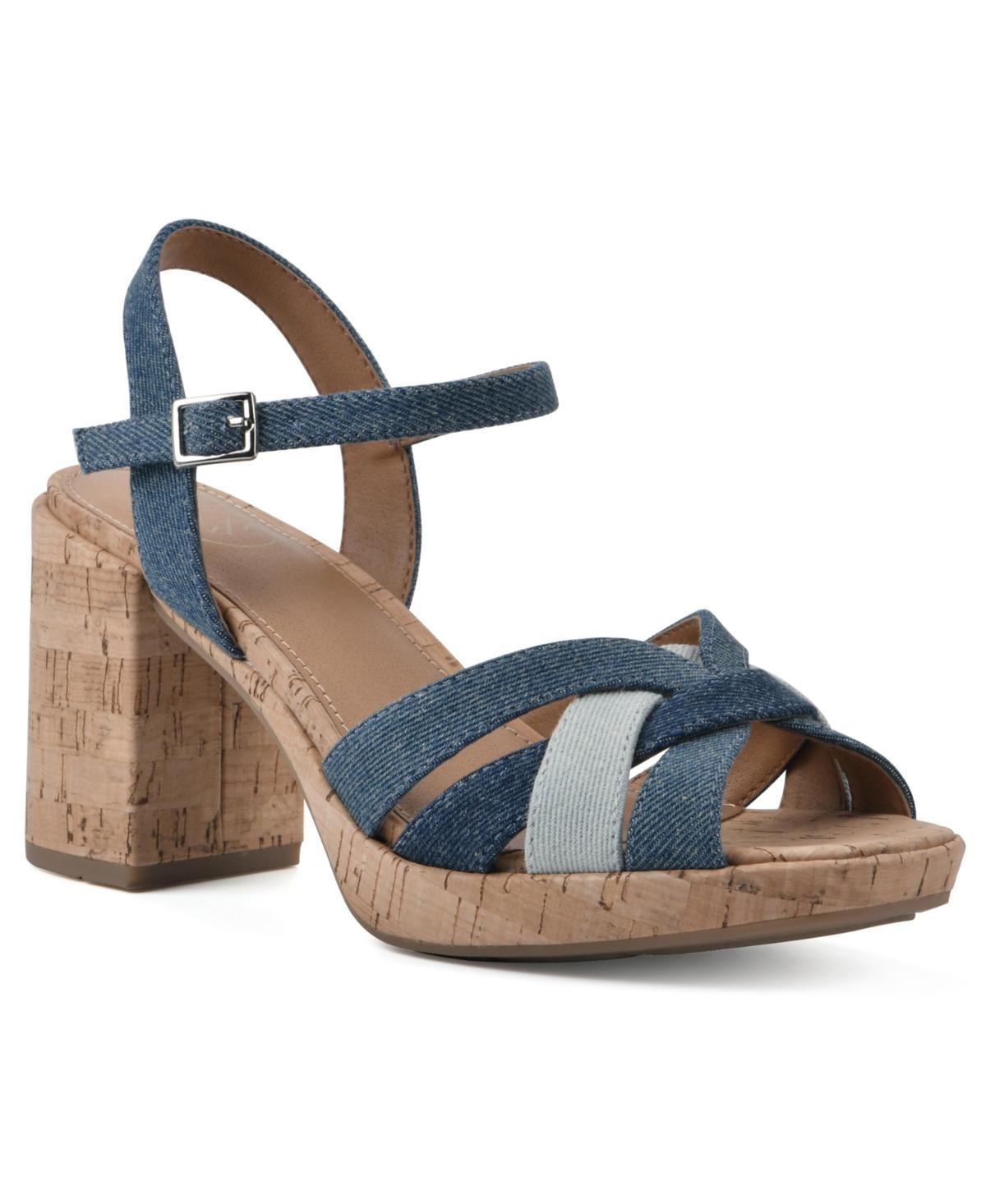 White Mountain Womens Dubonnet Cork Block Heel Sandals Product Image