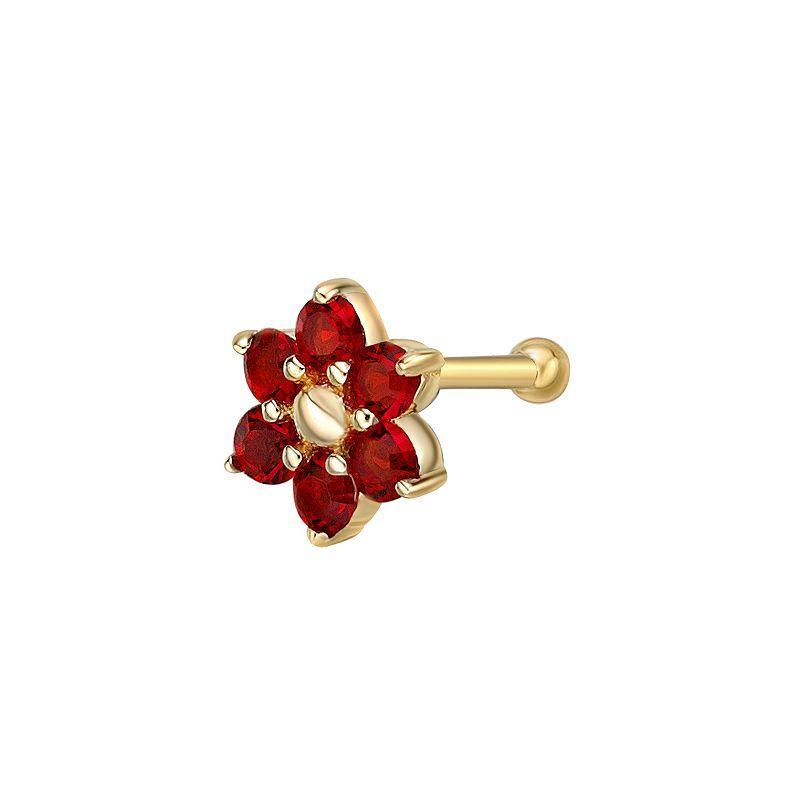 Lila Moon 14k Gold Crystal Accent Flower Nose Ring, Womens, Red Product Image