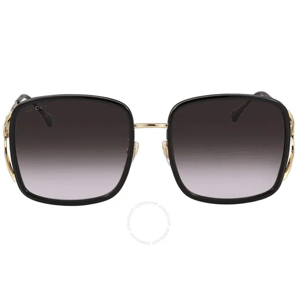 Grey Square Ladies Sunglasses Gg1016sk 001 58 In Black / Gold / Grey Product Image