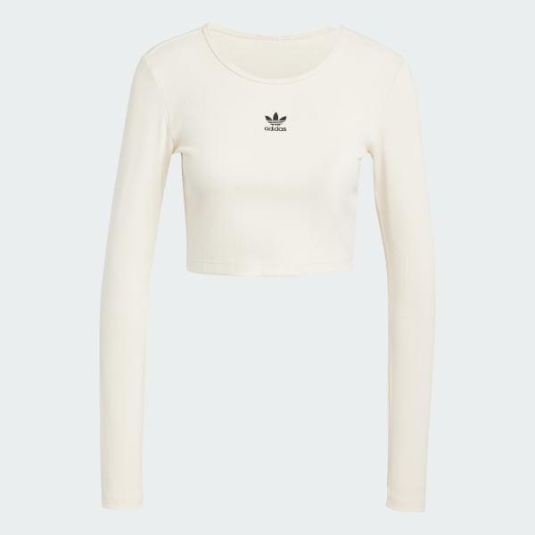 Essentials Ribbed Crop Long Sleeve Tee Product Image