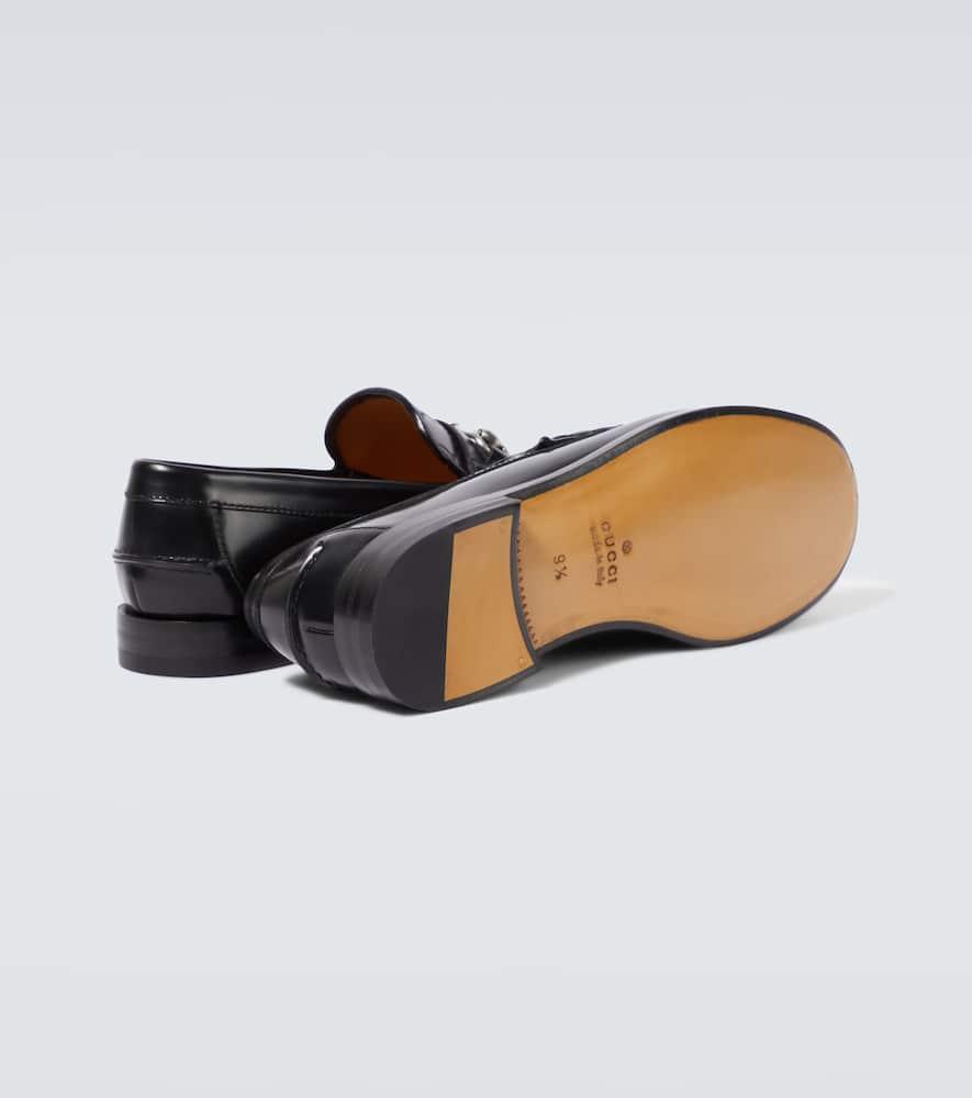 GUCCI Horsebit Debossed Gg Leather Loafers In Black Product Image