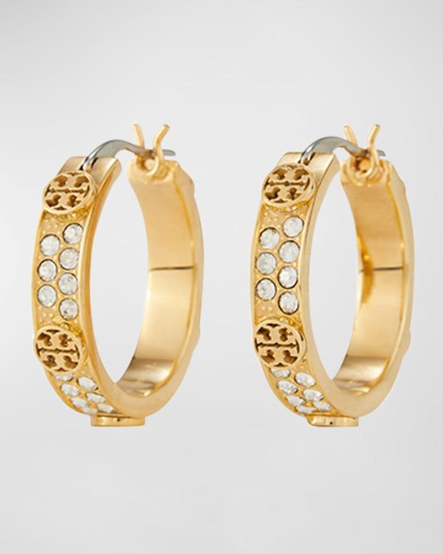 Tory Burch Small Miller Crystal Hoop Earrings Product Image