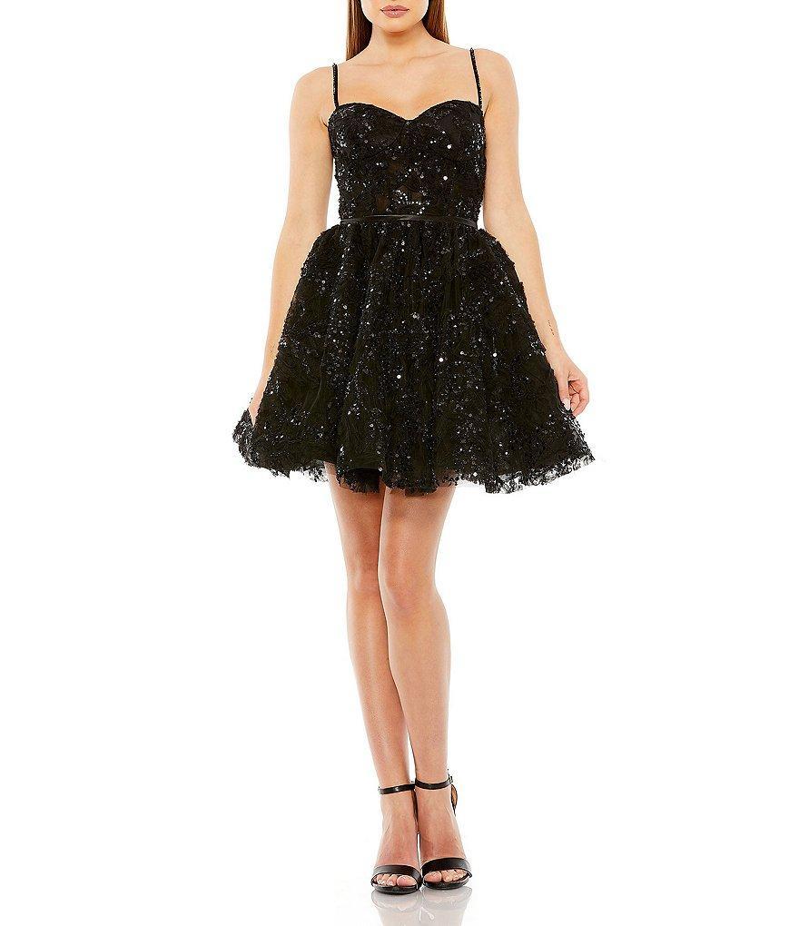 Mac Duggal Sweetheart Neck Bustier Sequined Mini Dress Product Image