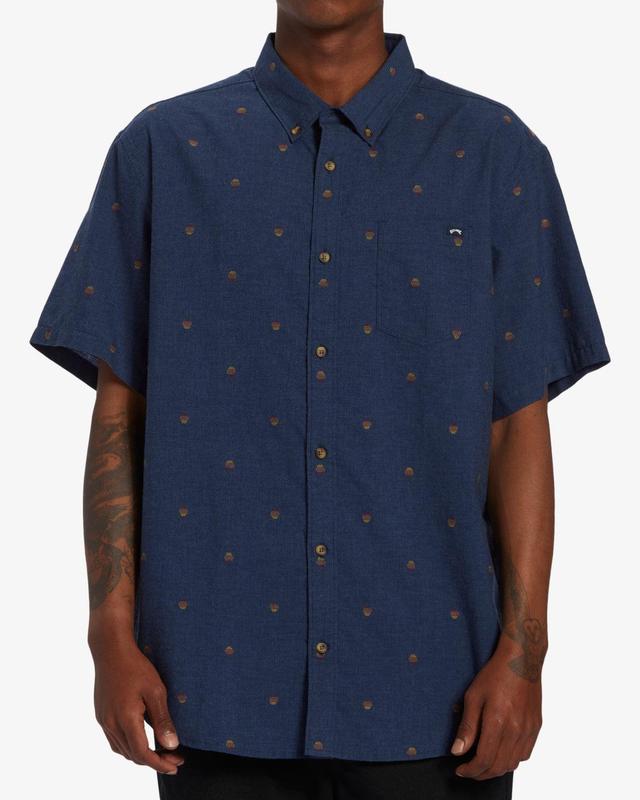 All Day Jacquard Short Sleeve Shirt - Navy Male Product Image