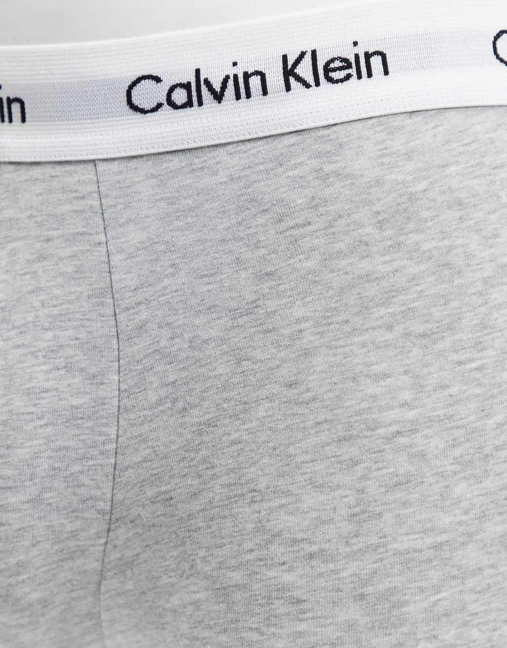 Calvin Klein Cotton Stretch 3 pack low rise boxer briefs with logo waistband in gray Product Image