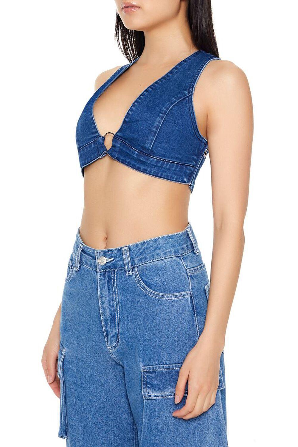 Plunging Denim Crop Top | Forever 21 Product Image