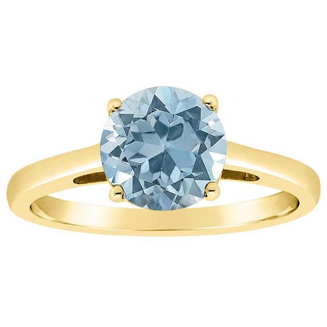 Alyson Layne 14k Gold Round Sky Blue Topaz Solitaire Ring, Womens Product Image