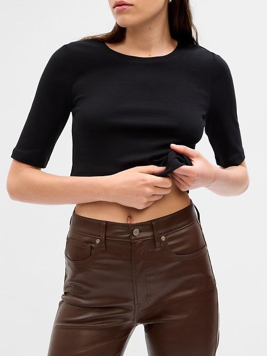 High Rise Vegan Leather Vintage Slim Pants Product Image