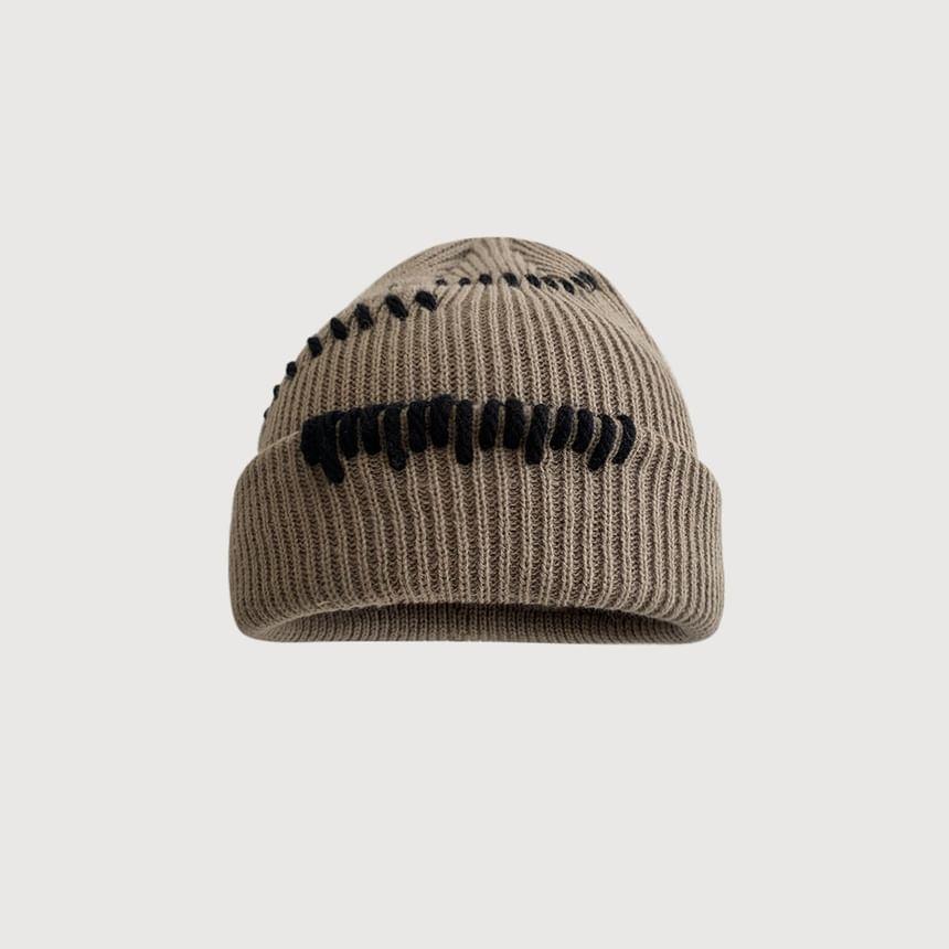 Contrast Stitching Ribbed Beanie Product Image