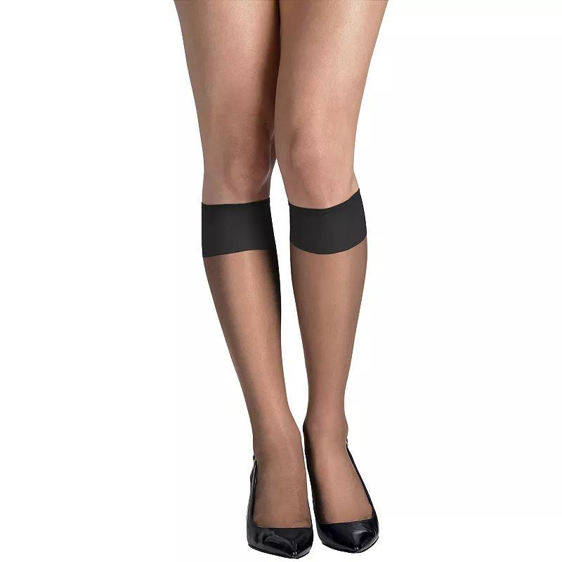 Hanes 2-pk. Silk Reflections Knee-High Sheer Toe Pantyhose 725, Womens, Soft Brown Product Image