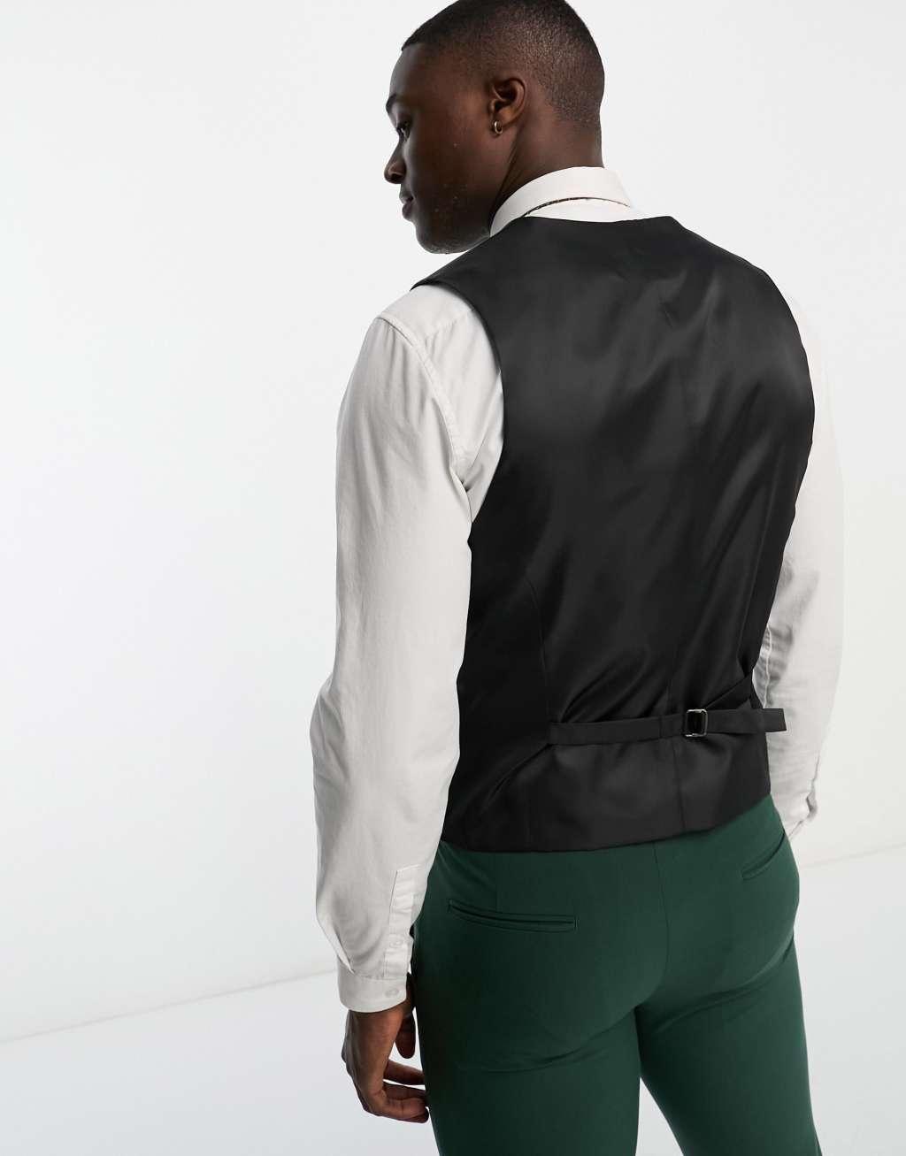 ASOS DESIGN super skinny suit suit vest in forest green Product Image