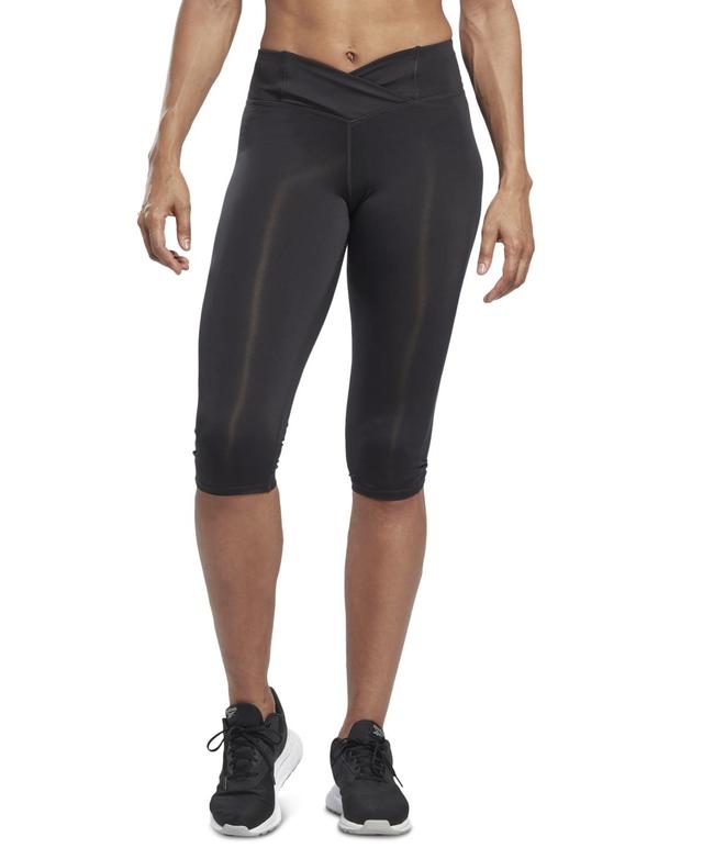 Reebok Womens Workout Ready Basic Crossover Waist Capri Leggings Product Image