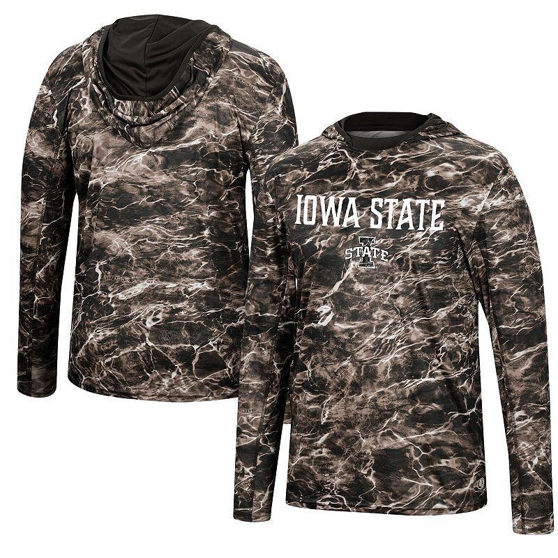 Mens Colosseum Black Iowa Hawkeyes Mossy Oak Spf 50 Performance Long Sleeve Hoodie T-shirt Product Image