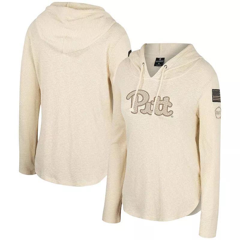 Womens Colosseum Cream Pitt Panthers OHT Military Appreciation Casey Raglan Long Sleeve Hoodie T-Shirt Product Image