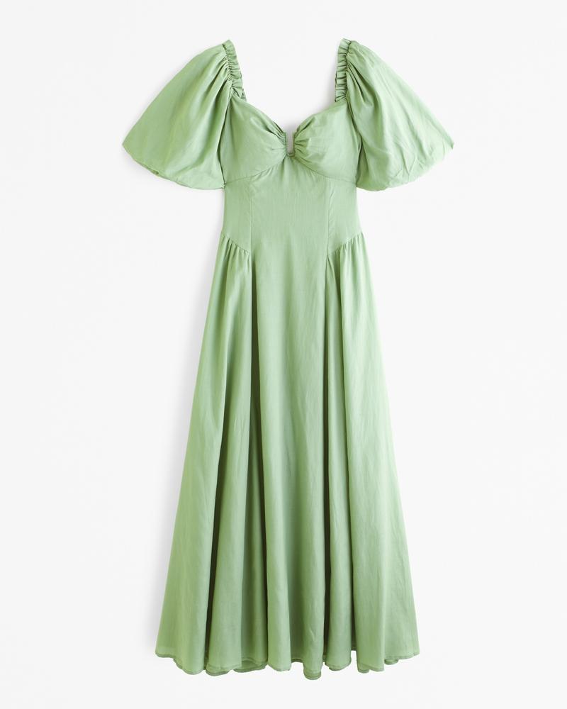 Hardware Drama Puff Sleeve Maxi Dress Product Image