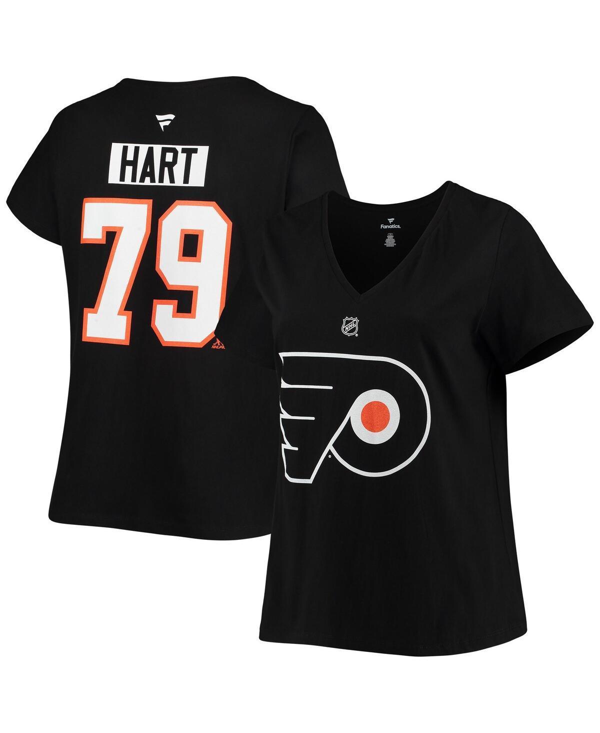 Womens Fanatics Carter Hart Black Philadelphia Flyers Plus Size Name and Number V-Neck T-shirt Product Image