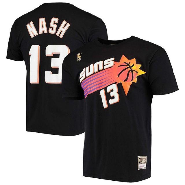 Mens Mitchell & Ness Steve Nash Black Phoenix Suns Hardwood Classics Stitch Name & Number T-Shirt Product Image