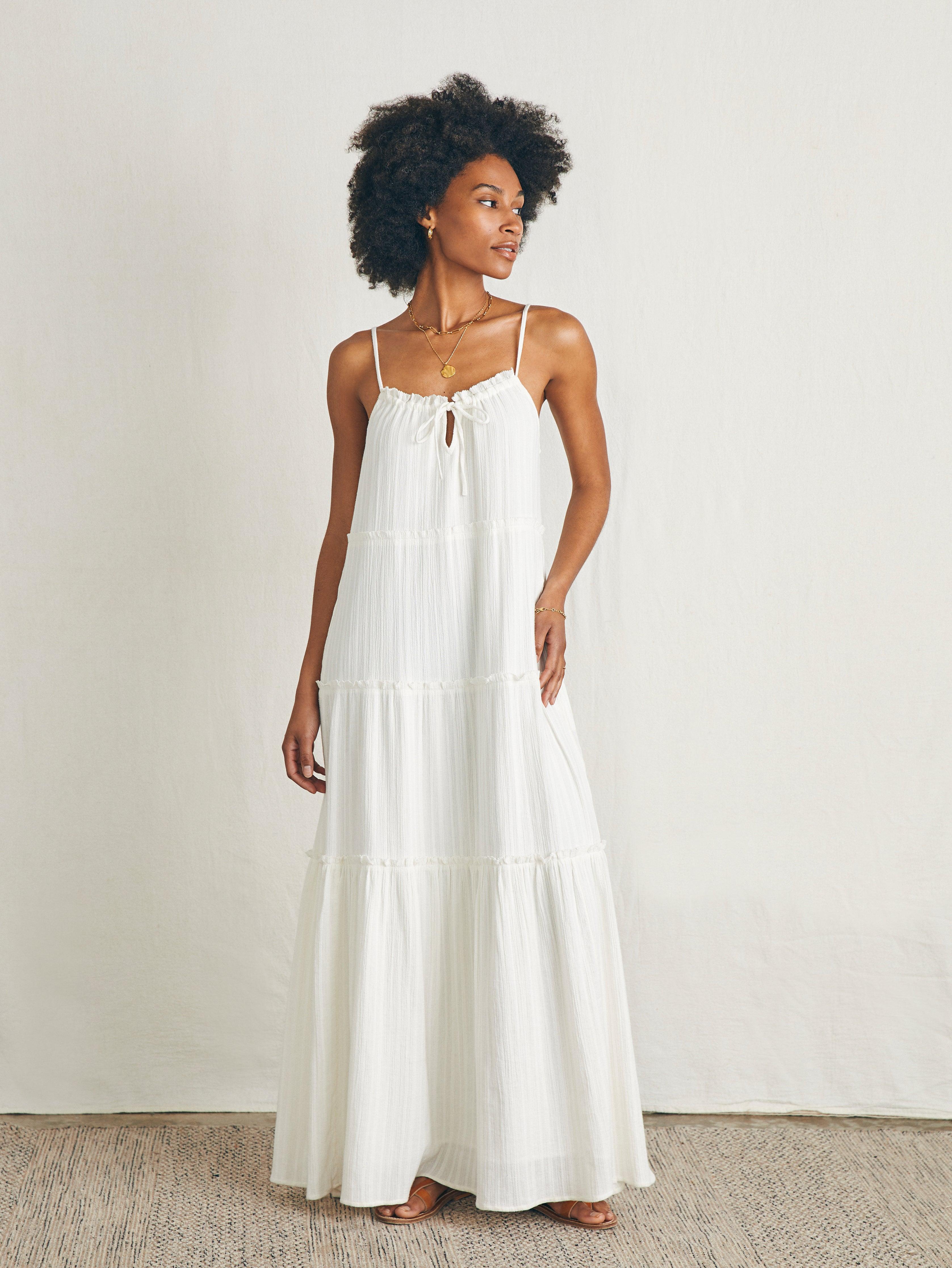 Silk Blend Sun Chaser Maxi Dress - Egret Dobby Female Product Image