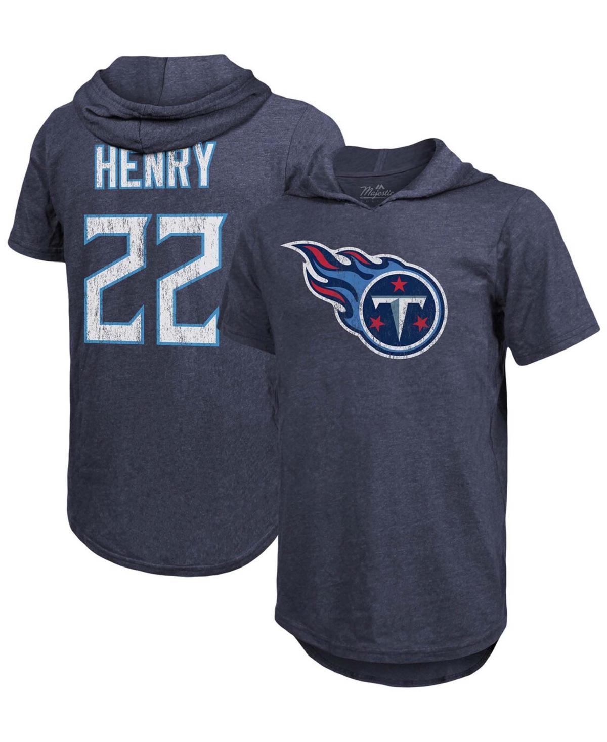 Mens Derrick Henry Navy Tennessee Titans Player Name Number Tri-Blend Hoodie T-shirt Product Image