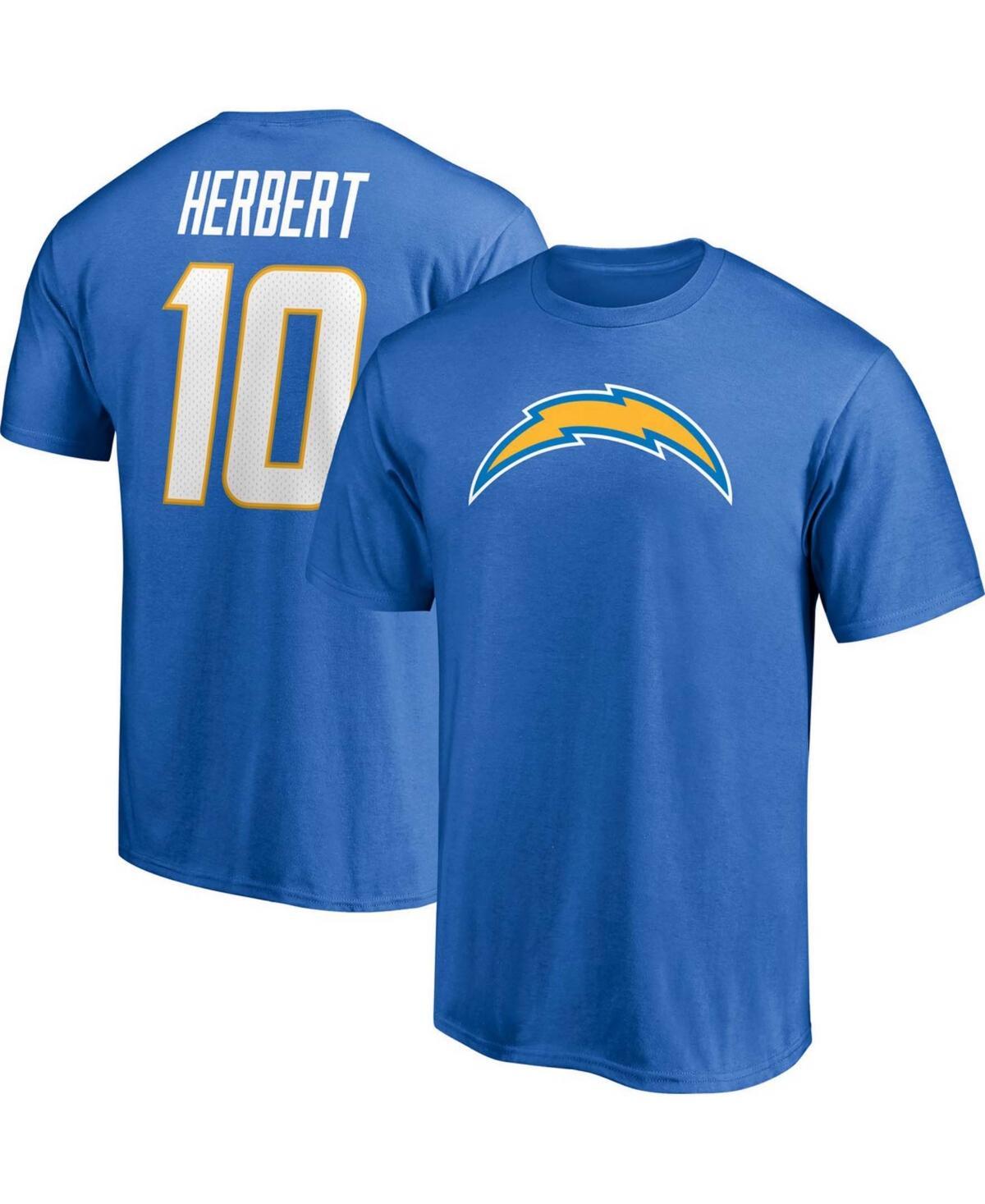 Mens Fanatics Branded Justin Herbert Powder Blue Los Angeles Chargers Player Icon Name & Number T-Shirt Product Image