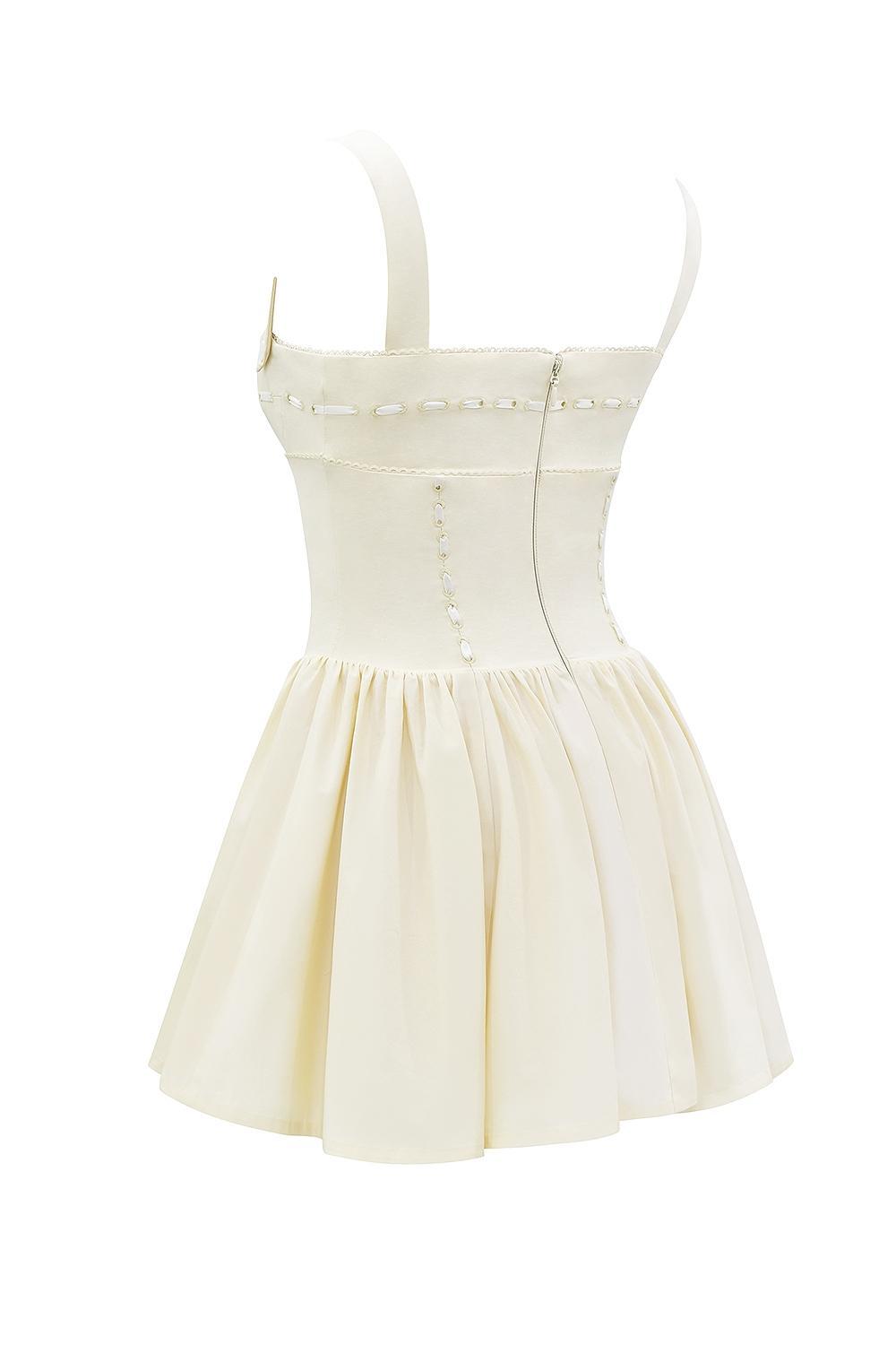 Honor Buttermilk Ribbon Detailed Mini Dress Product Image