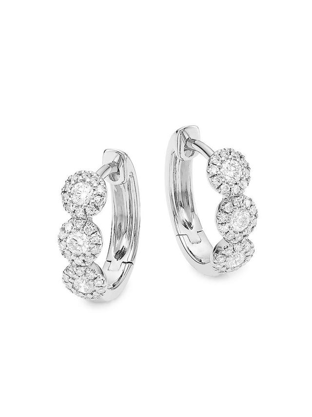 Womens 14K White Gold & 0.37 TCW Diamond Huggie Earrings Product Image