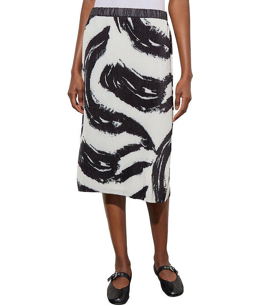 Ming Wang Crepe De Chine Abstract Print Midi A-Line Coordinating Skirt Product Image