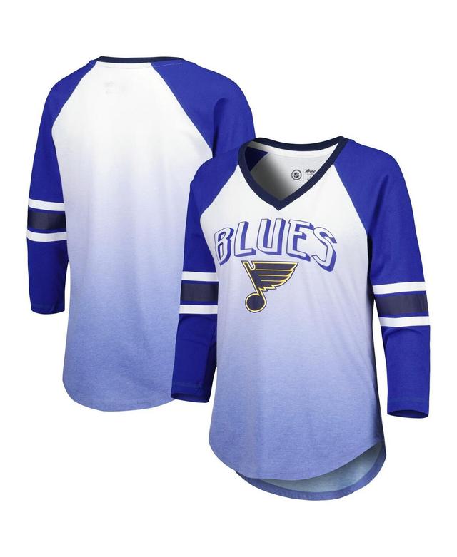 Womens G-III 4Her by Carl Banks Blue St. Louis Blues Lead Off Tri-Blend Raglan 3/4-Sleeve V-Neck T-Shirt Product Image