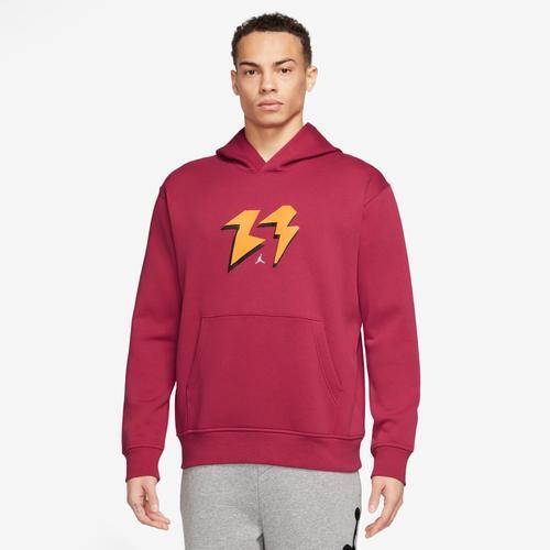 Jordan Mens Jordan FLT MVP Fleece Pullover - Mens Cardinal Red/Sail Product Image