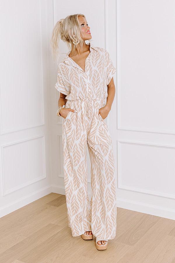 Set For Vacay Jumpsuit in Iced Latte Product Image