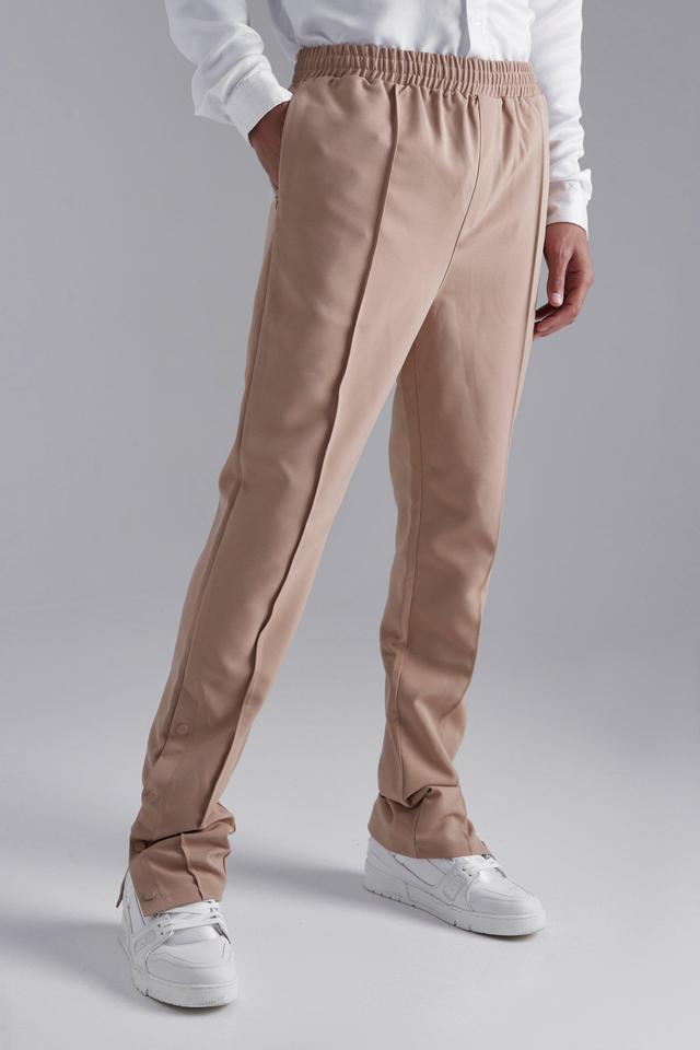 Tall Popper Detail Tapered Pants | boohooMAN USA Product Image