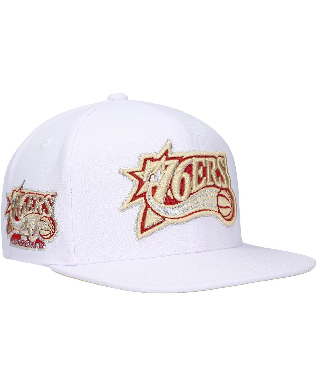 Mens Mitchell & Ness  White Philadelphia 76ers Hardwood Classics SOUL Snapback Hat Product Image