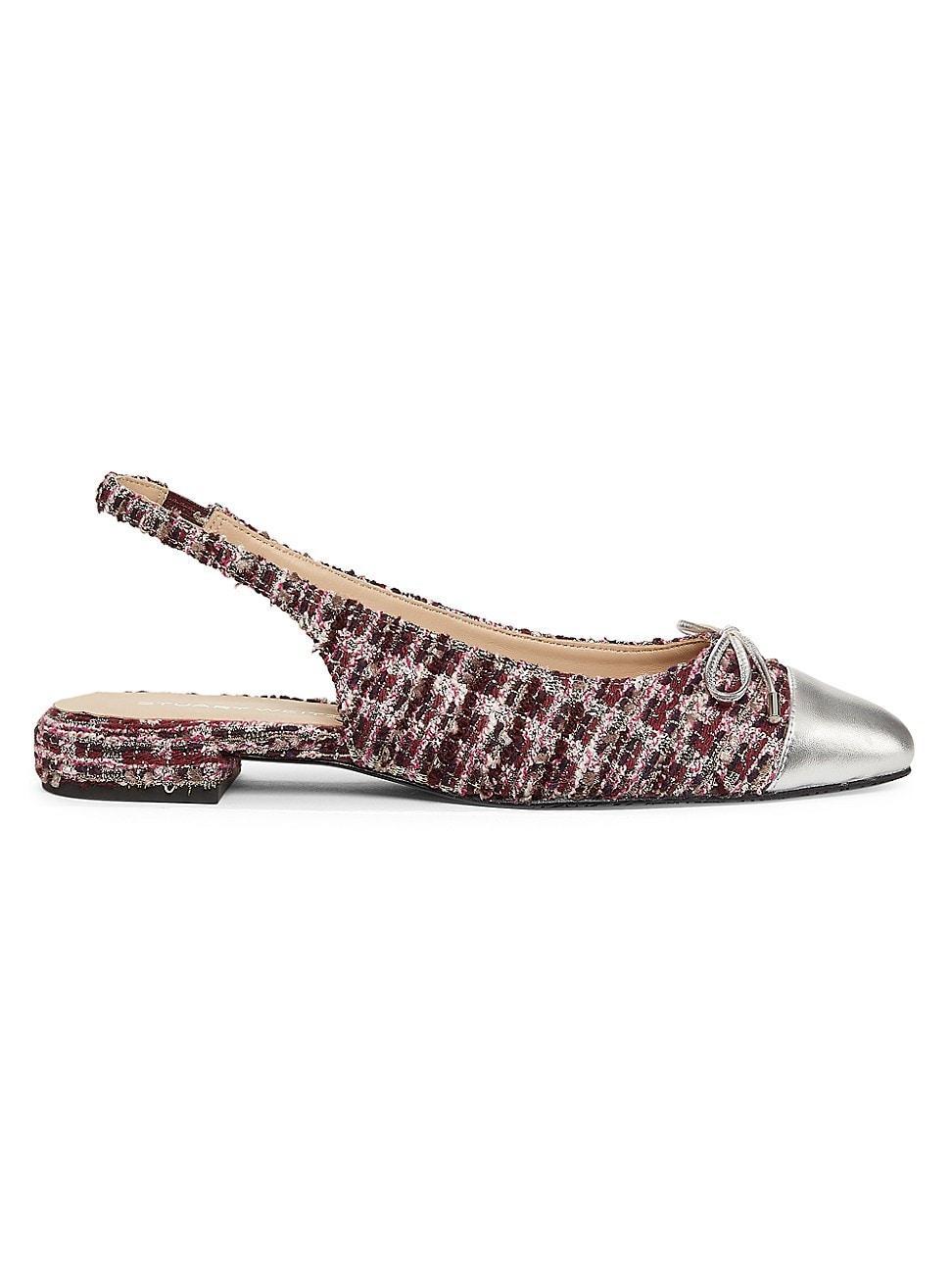 Womens Sleek Bow Sparkle Tweed Slingback Flats Product Image