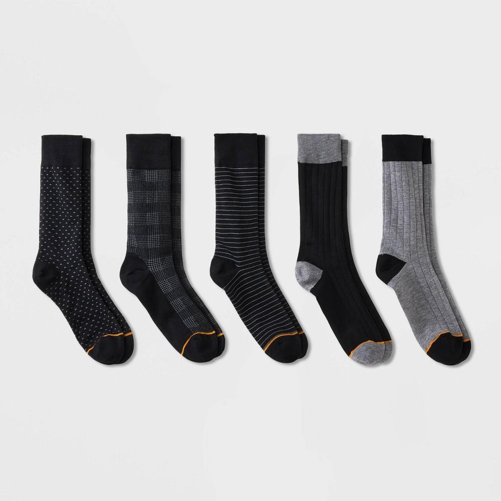 Signature Gold by GOLDTOE Mens Classic Crew Socks 5pk - Black 6-12.5 Product Image